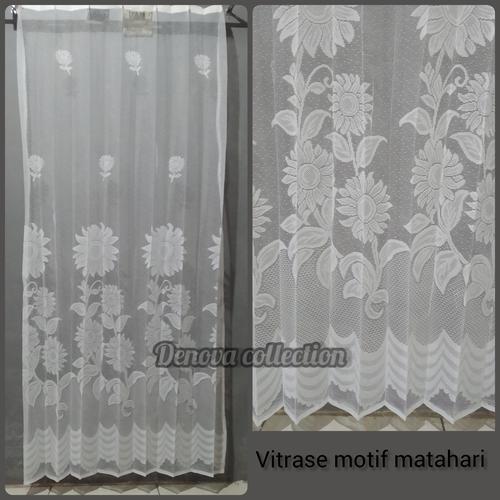Gambar vitrse gorden / vitras / daleman gordeng / vitrase motif matahari - Putih, L100xT150 cm dari denova collection Kota Bandung Tokopedia