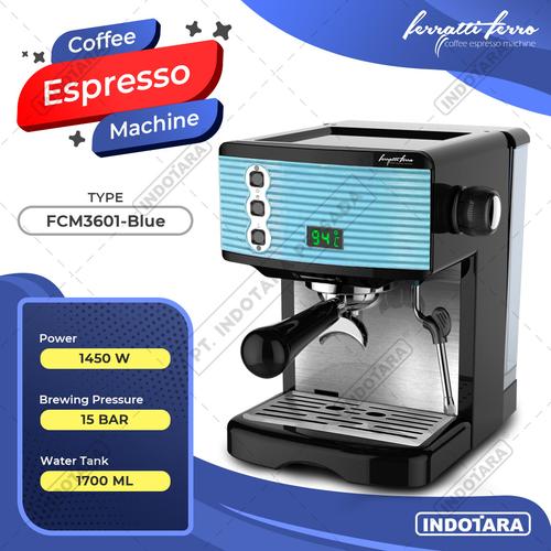 Gambar Ferratti Ferro Espresso Machine FCM3601 - Biru Muda dari PT. Indotara Persada Kab. Tangerang Tokopedia