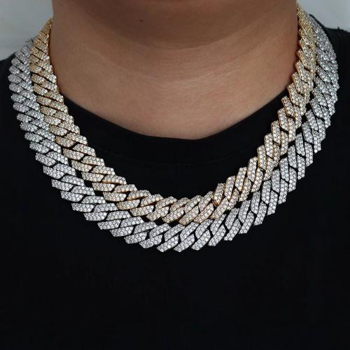 Jual 14mm iced out cuban link chain 