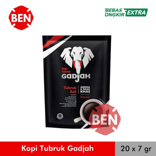 Jual Kopi Tubruk Gadjah 1 Renceng 20 Sachet 7g 7gr Tanpa Gula Pahit