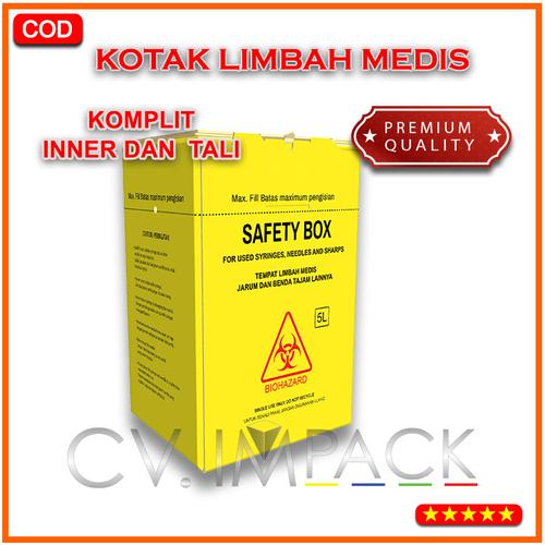 Jual safety box medis Vol 5 liter disposal box medis kotak limbah
