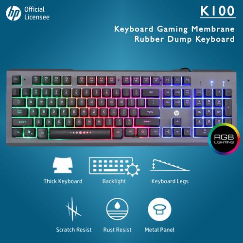 Promo Keyboard Gaming / Gaming Keyboard HP K100 RGB Membrane Keyboard