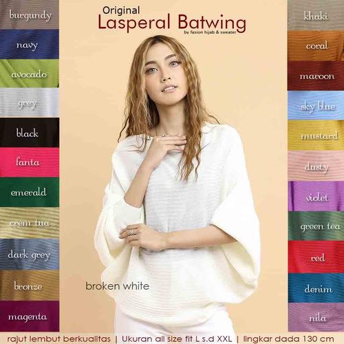 Gambar lasperal batwing real pic rajut berkualitas fit XXL - Putih dari Fashion Hijab & Sweater Kab. Bandung Tokopedia