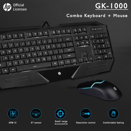Gambar Keyboard Mouse Combo HP GK1000 - Membrane Keyboard & RGB Mouse USB dari SET Gaming Gear Official Tokopedia