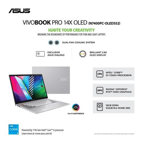 Gambar Laptop Vivobook Pro 14X N7400PC-OLED552|i5-11300H/RTX3050/16GB/512GB dari mettagadget Kota Surabaya Tokopedia