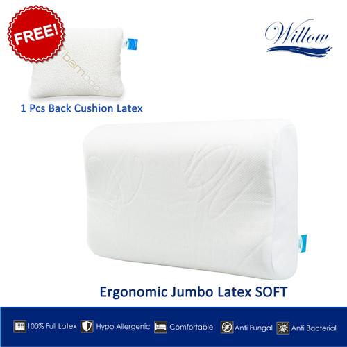 Gambar Bantal Latex Ergonomic Jumbo BONUS Ergonomic Back Cushion Latex dari Willow Pillow Jakarta Barat Tokopedia