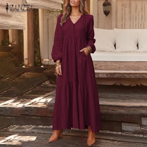Jual dress maxi Women Sleeve V-Neck 