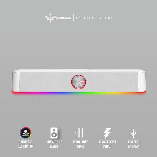 Gambar Speaker Gaming Stereo Sounbar Gaming RGB NYK X60 Quantum - Putih dari NYK Nemesis Jakarta Pusat Tokopedia