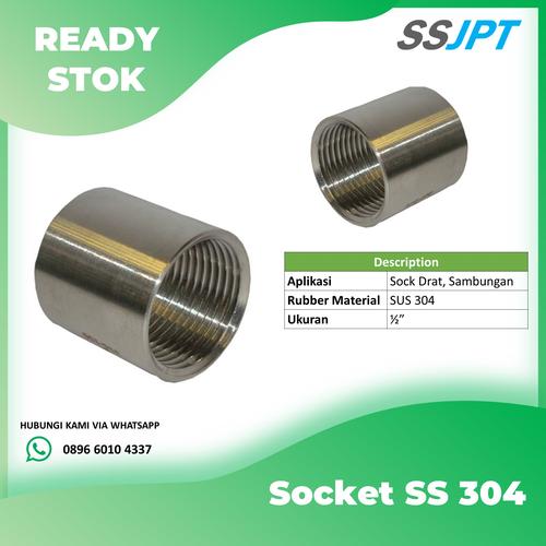 Jual Socket/coupling/sock drat dalam stainless SS304 1/2"(inchi) Kota