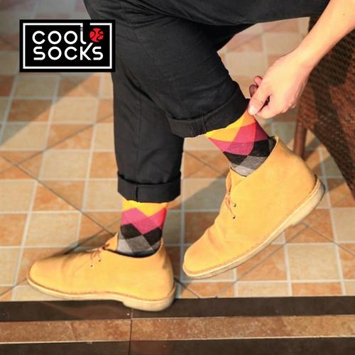 Gambar CoolDeSocks Original | Kaos Kaki Fashion - Checkered Yellow Gray dari CoolDeSocks Official Jakarta Barat Tokopedia