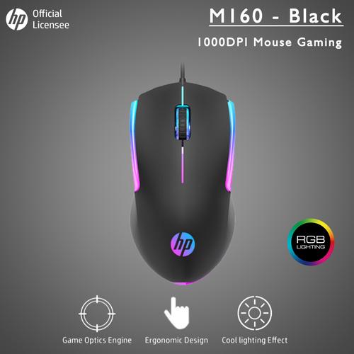Gambar Mouse Gaming/ Gaming Mouse Terlaris HP M160 - USB 1000DPI RGB 3 Button - Hitam dari SET Gaming Gear Official Tokopedia
