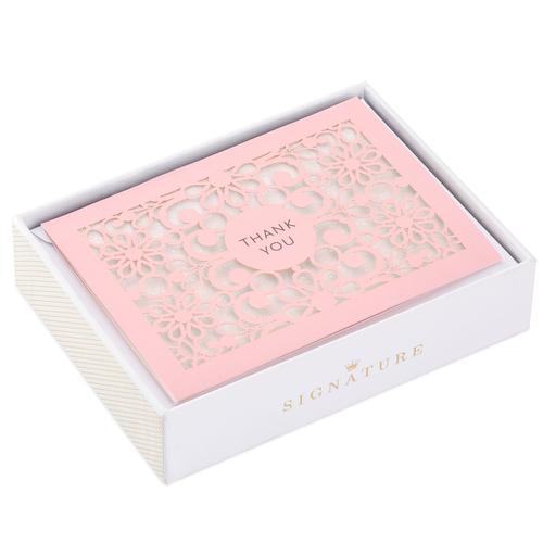 Jual GREETING CARD HALLMARK LASERCUT PINK FLORAL BLANK THANK YOU NOTES Jakarta Utara