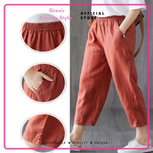 Gambar Pants Big Size Wanita Casual Basic Uniqlo Over size Jumbo - Kuning dari Grosir Korean style Kota Tangerang Tokopedia
