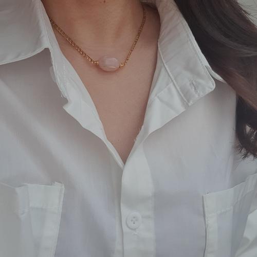 Jual Oval Rose Quartz Choker / Kalung 