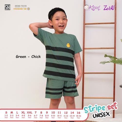 Gambar Zebe Stripe Set Motif Unisex Edition 6-16Thn (1Stel) - GREEN CHICK, Uk 7 dari Kazel Babywear Jakarta Utara Tokopedia