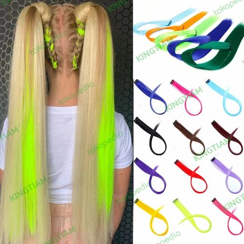 Gambar Hair Clip Extention Warna Polos Clip On 55cm Hair Clip Warna Highlight - Hijau dari KINGTIAM Jakarta Barat Tokopedia