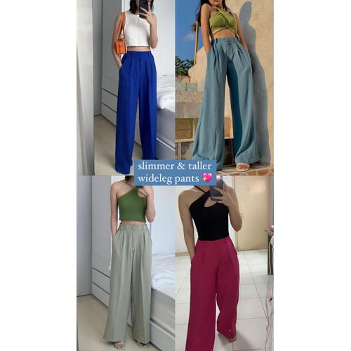 TALLER WIDE LEG PANTS - Brown 