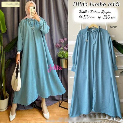 Jual Midi Dress Rayon Dress Wanita 