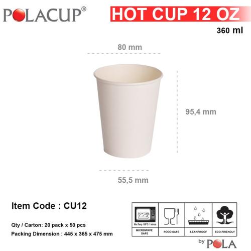 Gambar Paper Hot Cup 12 oz / gelas kertas 360 ml CU12 + Lid Tutup - 50 pcs dari PT Pola Paperindo Jakarta Barat Tokopedia