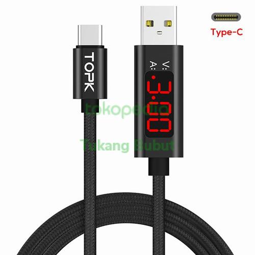 Gambar Kabel charger type tipe c topk fast charging qc 3.0 voltmeter ammeter - Biru dari Tukang Bubut Kota Bekasi Tokopedia