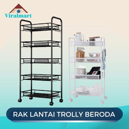 Jual Rak Trolly Lantai Beroda Tray Wheel Rack Penyimpanan Serbaguna 5 ...