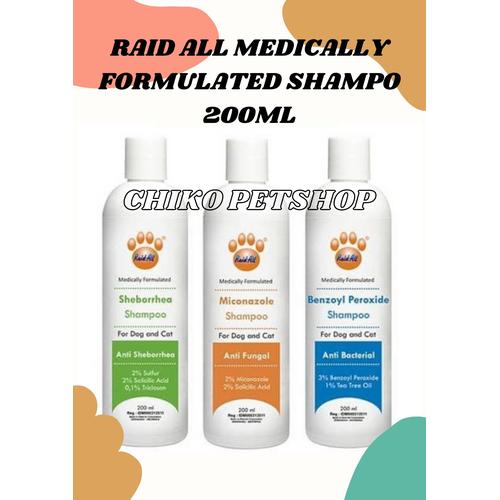 Jual RAID ALL MEDICATED SHAMPOO FORMULATED for dog and cat Untuk Jamur