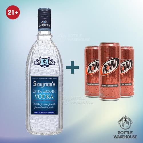 Jual Seagrams / Seagram's Vodka 750ml + 3 Can A&W Sarsaparila Root Beer