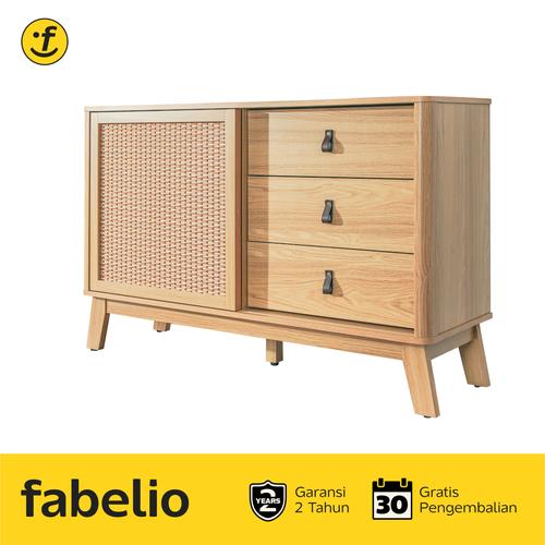 Gambar Fabelio Lemari Kabinet Minimalis Aksen Rottan MIKKU - Kayu Oak dari Fabelio Official Kota Tangerang Tokopedia