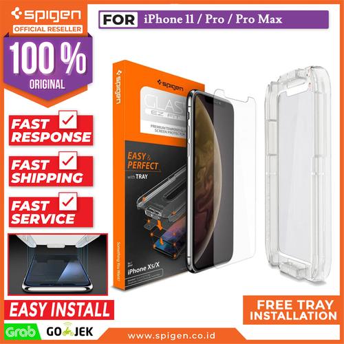 Gambar Tempered Glass iPhone 11 / Pro / Max / XS Max / XS XR X Spigen EZ Fit - 11 or XR dari Spigen Official Jakarta Barat Tokopedia