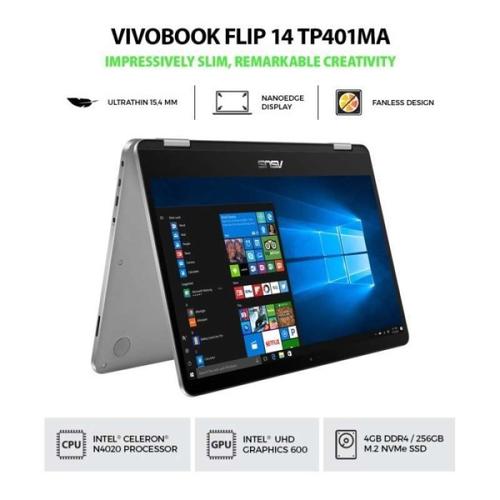 Gambar LAPTOP ASUS VIVOBOOK FLIP TP401MA-VIPS422 N4020|4GB|256GB|14"|W10+OHS dari mettagadget Kota Surabaya Tokopedia