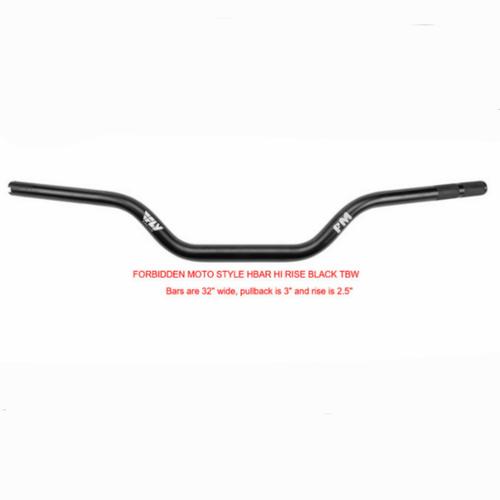 Forbidden Motorcycles Black Moto Style Handlebar - 1-1/8" To 1" End Taper, TBW Compatible - HJ2017HB-001BK