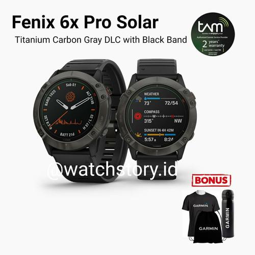 Jual Garmin Fenix 6x Pro Solar Titanium Carbon Gray DLC with Black Band -  Jakarta Pusat - Toko Jam Saudara | Tokopedia