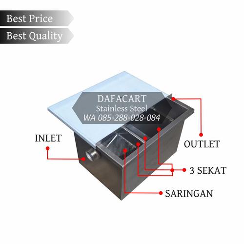 Jual Grease Trap Sink SS 304 Bak Kontrol Kecil Ukuran 400 x 300 x 250