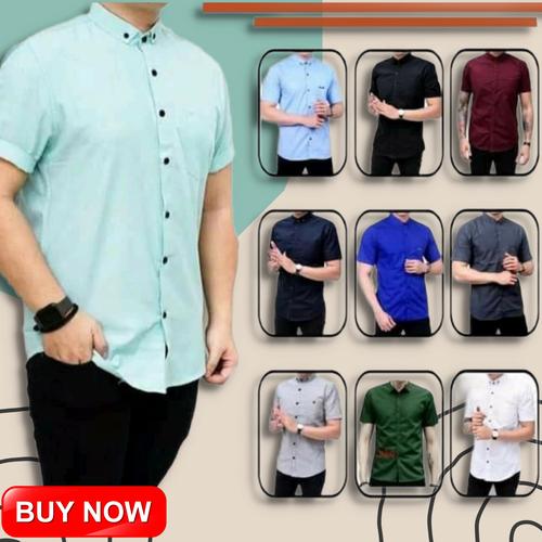 Promo kemeja polos pria lengan pendek Hitam, XL Kab. Pemalang