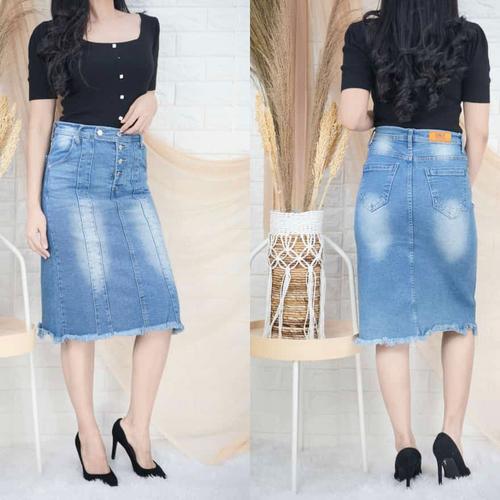 Jual Rok Jeans Midi Wanita - 27 - Kab 