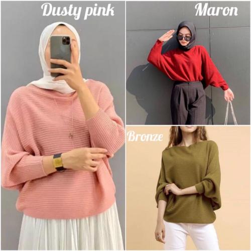 Jual SWEATER RAJUT BLOUSE BATWING KNIT 
