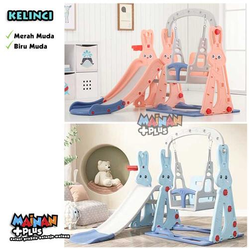 Gambar Perosotan Anak Ayunan Prosotan Ring Basket 3 in 1 Playground Slide - Kelinci, Merah Muda dari MainanPlus Jakarta Barat Tokopedia