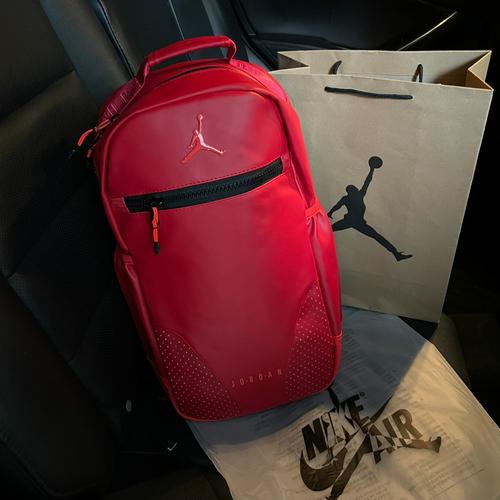 JORDAN RETRO 6 LEATHER BACKPACK RED 