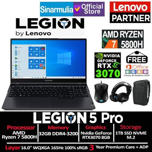 Gambar LENOVO Legion 5 Pro Ryzen 7 5800H RTX3070 1TB SSD 32GB 16" WQXGA Win10 dari Sinarmulia Sukses Makmur Jakarta Barat Tokopedia