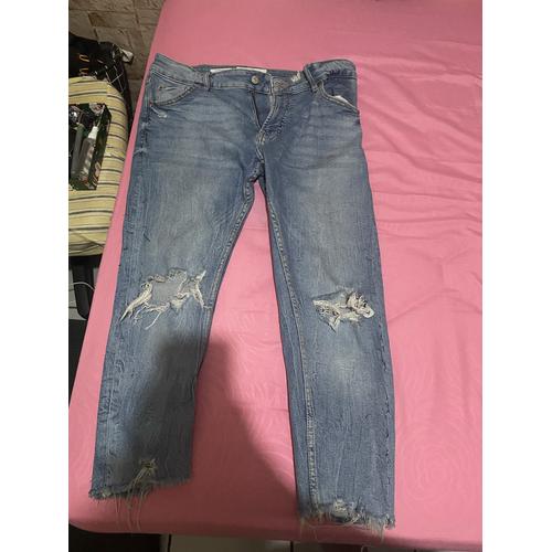 Jual Bershka denim ripped jeans cut fit 