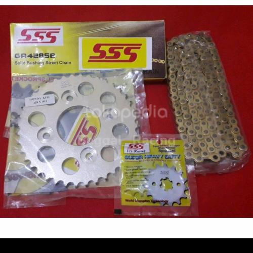 Jual Gear/Ger Set SSS Cbr150 Cb150r Megapro Verza Tiger Rantai Gold 428/415 Kota Surabaya