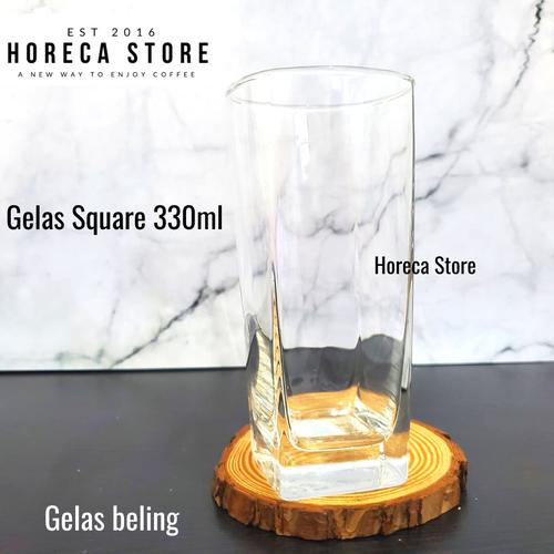 gelas kaca transparan bentuk persegi 400ml