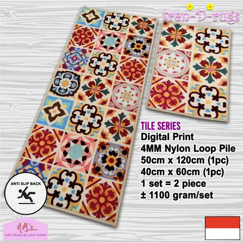 Gambar Karpet keset print alas lantai dapur set panjang kitchen mat anti slip - Ceramic Tile dari NM's Let's Dress Up Your Home Jakarta Selatan Tokopedia