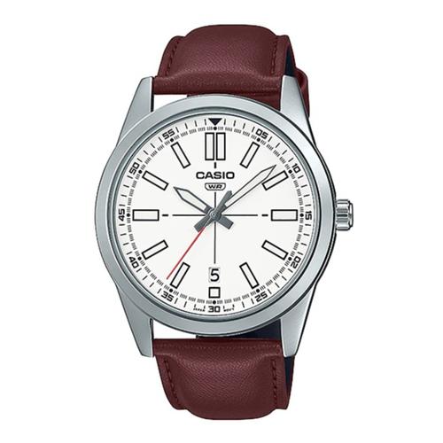 casio watch brown leather strap