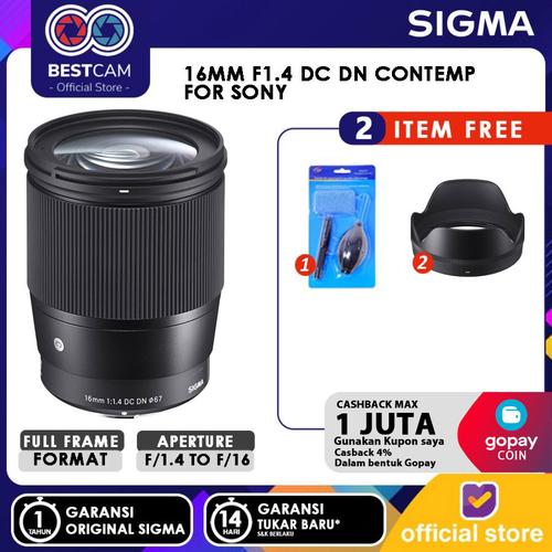 Gambar Lensa Sigma 16mm f/1.4 DC DN Contemporary for Sony - Free UV Filter dari BestCam Jakarta Utara Tokopedia