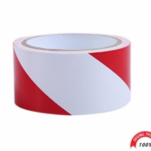 Jual SAFETY LINE TAPE RED WHITE Garis Pengaman Merah Putih 75mm x 3m