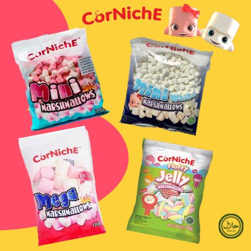 Promo Corniche Permen Marshmallow Mini Mega White Pink Fluffy Teddy