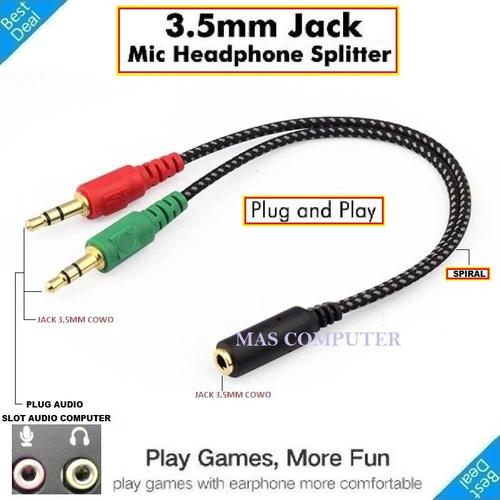 Jual Kabel Jack Audio 3.5mm to 2 Jack 