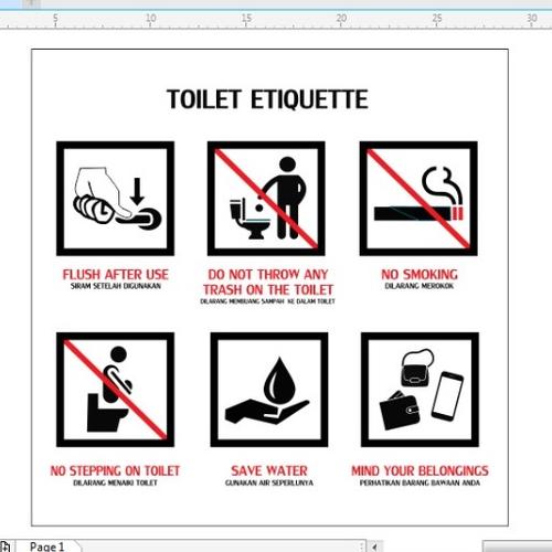 Jual SIGN STICKER CARA PENGGUNAAN TOILET/ TOILET ETIQUETTE UKURAN 25X25CM Jakarta Barat