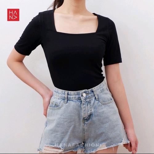 Jual kaos basic T-shirt crop top murah 